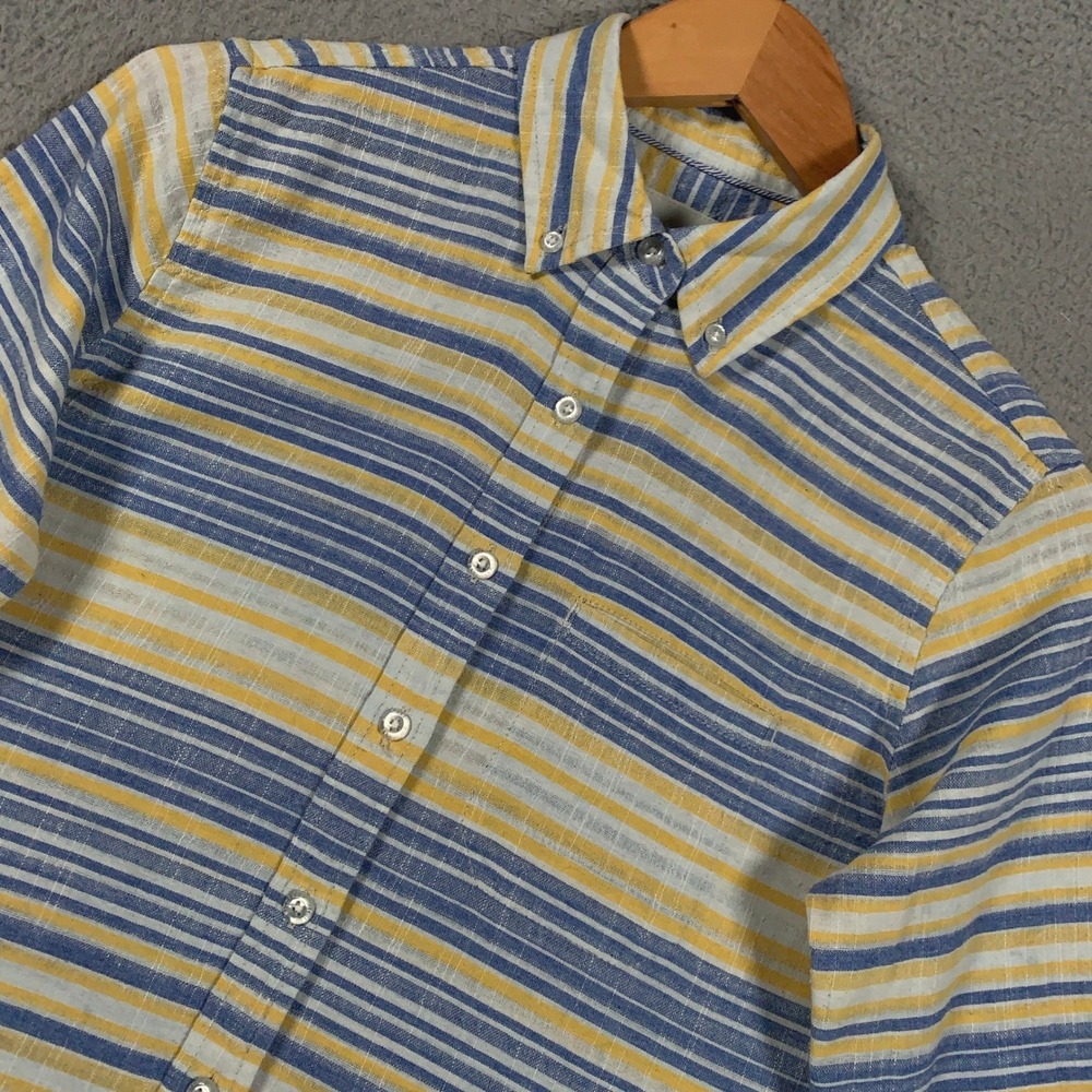 Wildfang The Ace Collection Button Down Shirt Womens Small S Blue Yellow Striped